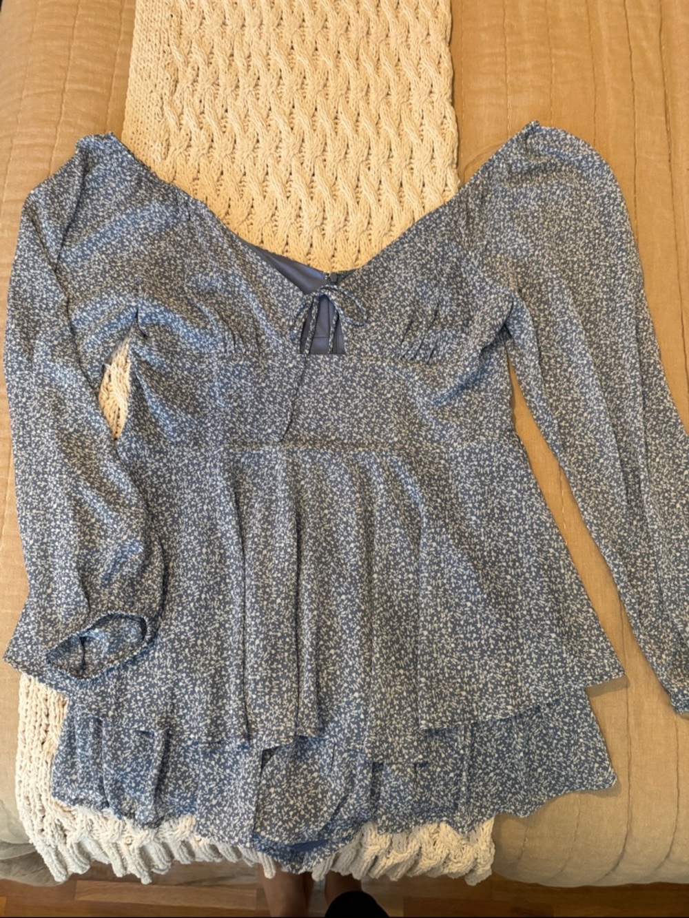 Altar'd State Light Blue Floral Peplum Blouse